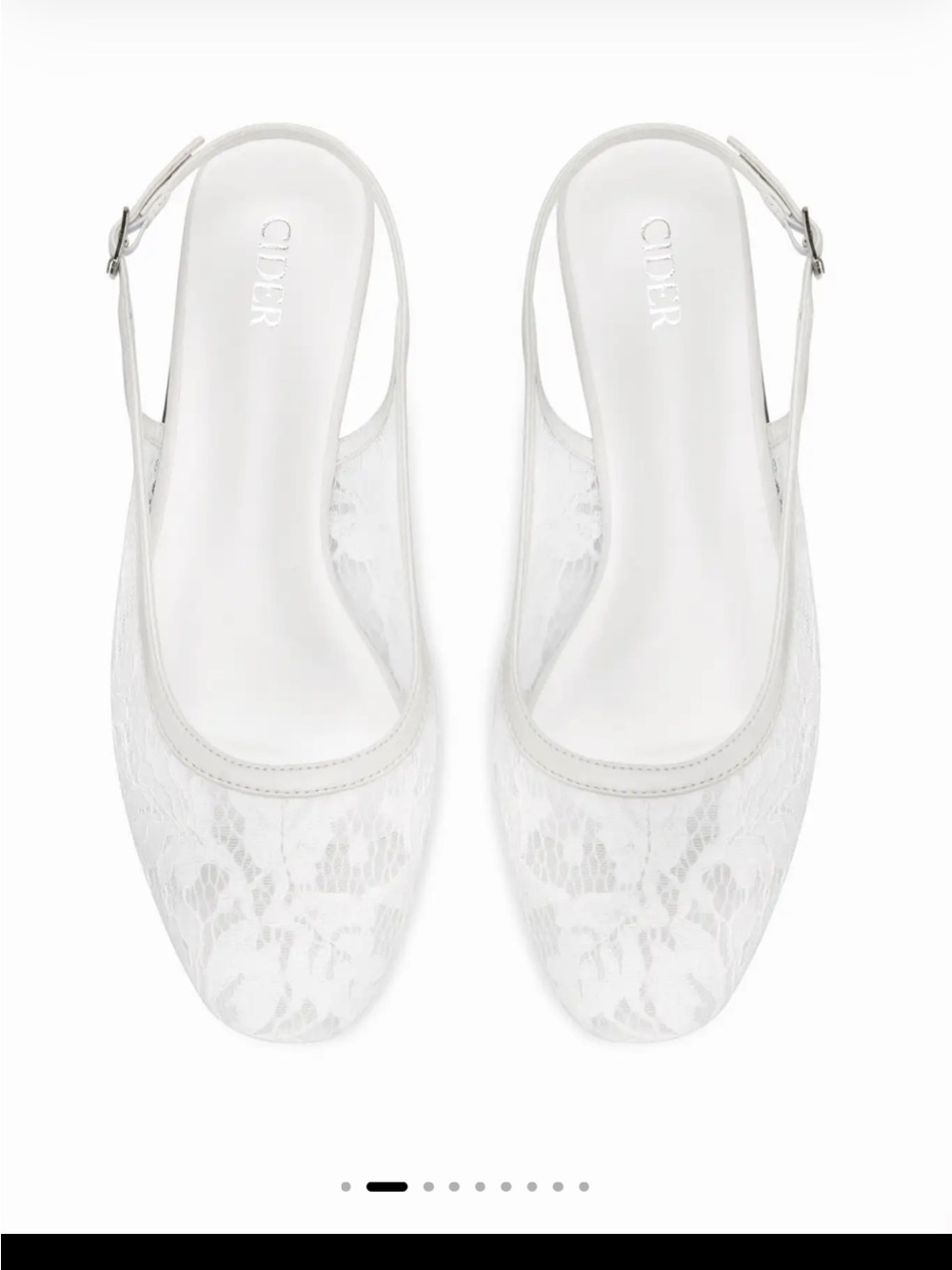 Cider white lace mesh slingback shoes wedding bridal size 6 36